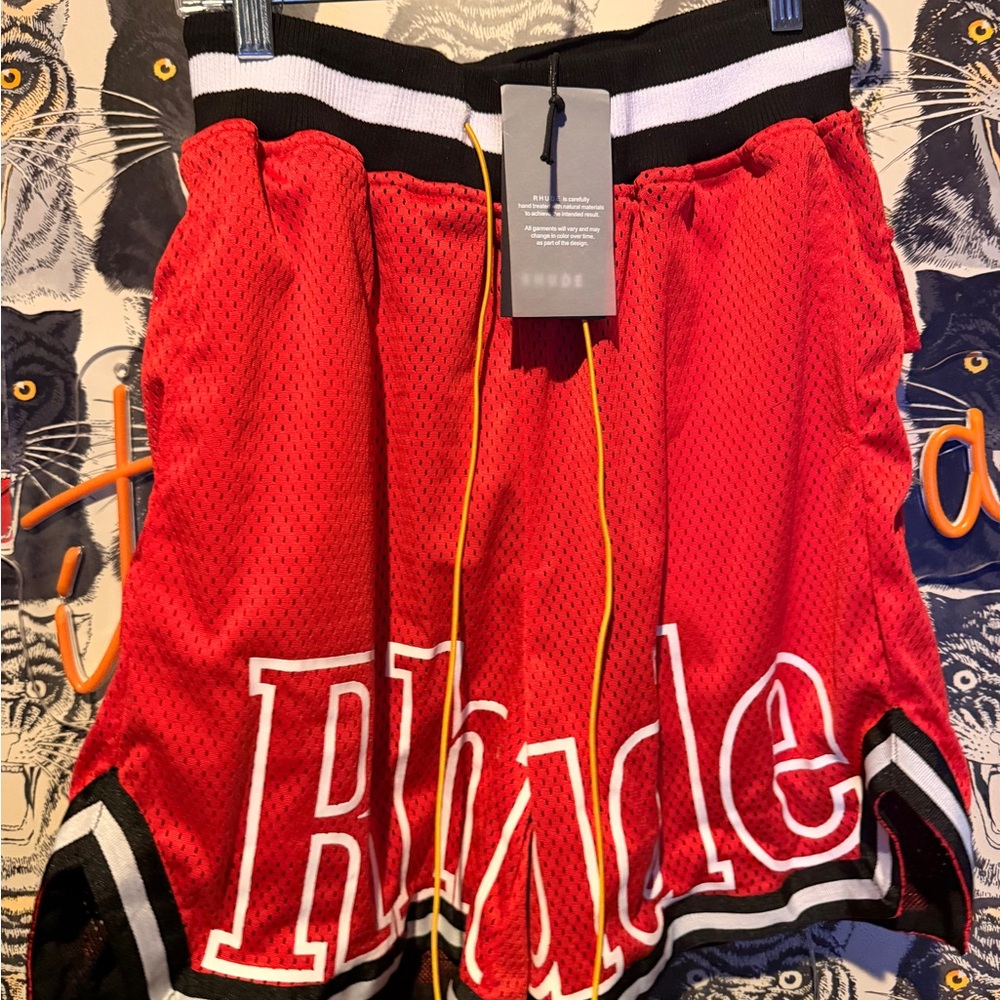 Rhude Logo Shorts Red